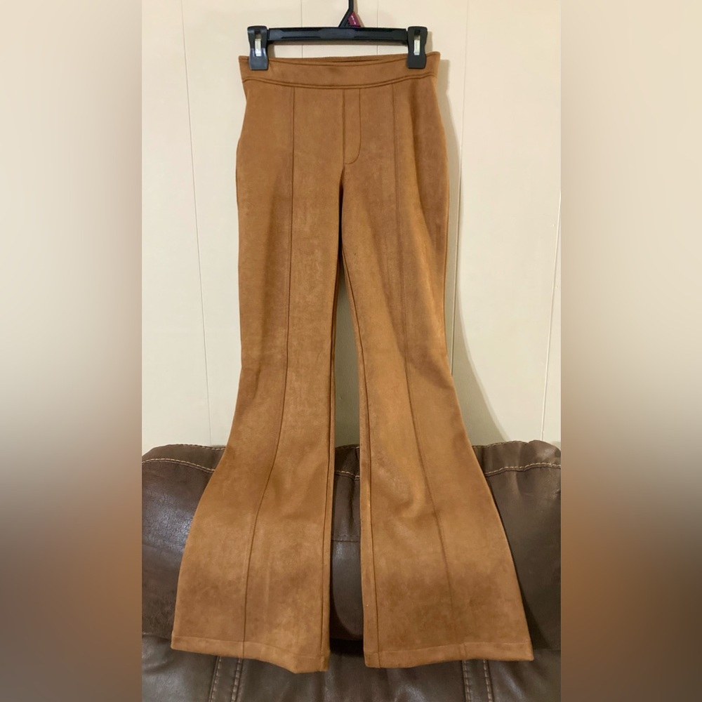 Spanx Faux Suede Flare Pants in Rich Caramel size Small